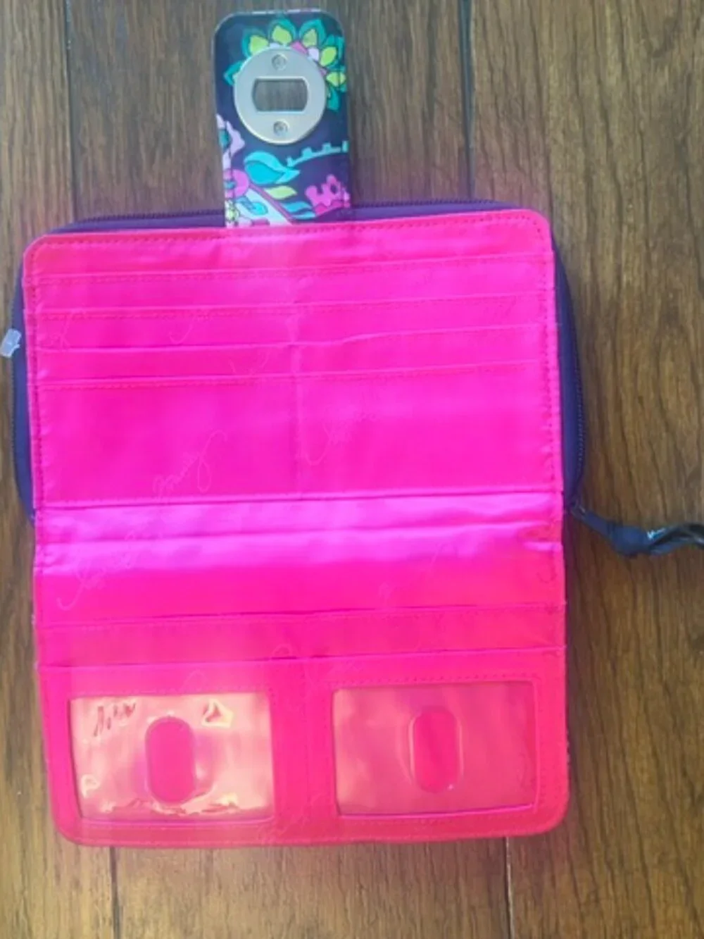 Vera Bradley Zip around wallet, Large, Blue/Pink paisley floral. Clean, Ex Con!